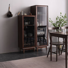 Load image into Gallery viewer, PAIGE SWEDEN Glass Display Solid Wood Living Room Cabinet Modern Minimalist