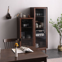 Load image into Gallery viewer, PAIGE SWEDEN Glass Display Solid Wood Living Room Cabinet Modern Minimalist