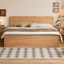 Load image into Gallery viewer, Scandinavian Oak Wood Storage Bed SOLACE