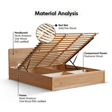 Load image into Gallery viewer, Scandinavian Oak Wood Storage Bed SOLACE
