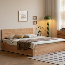 Load image into Gallery viewer, Scandinavian Oak Wood Storage Bed SOLACE