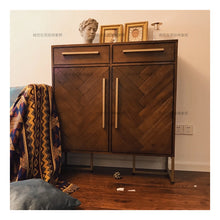 Load image into Gallery viewer, MIRIAM Herringbone Buffet Sideboard Cabinet Solid Wood for Cloth, Shoe Cabinet