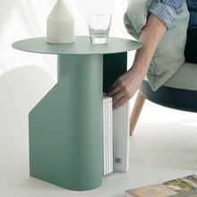 Load image into Gallery viewer, Metal Pedestal End Table with Storage