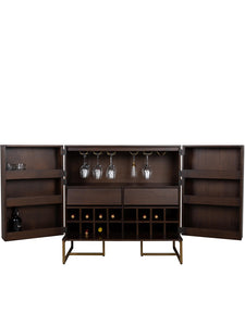 CHARLEE  Bar Counter Solid Wood Wine Rack Cabinet