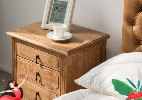 EZEKIEL American French Country Bedside Table 3 Drawers ( Select from 3 Color )