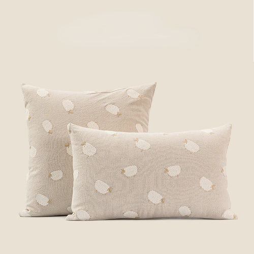 Marte Beige Lamb Throw Pillow