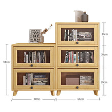 Load image into Gallery viewer, Brielle Glass Display Cabinet Bookcase Solid Wood ( Natural Color )