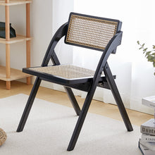 Load image into Gallery viewer, Rowan RITZ Chair Rattan with Armrest Nordic Solid Wood Walnut, Natural Color