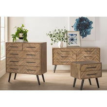 Load image into Gallery viewer, ZACHARY Herringbone Bedside Table Modern Solid Wood