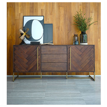 Load image into Gallery viewer, DELANEY Herringbone Solid Wood American Ash Acacia Sideboard Buffet Cabinet
