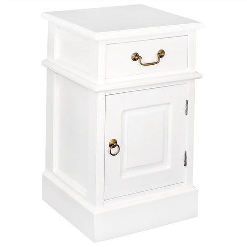Lyon French Victorian Lamp Table Bedside Timber Bedside Table, White WCF168BS-101-PN-WH_1