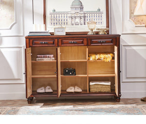 NAOMI Boston Hilton Buffet Sideboard Cabinet American Country Solid Wood for Cloth Wine Shoe ( 2 Design )