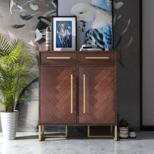Load image into Gallery viewer, MIRIAM Herringbone Buffet Sideboard Cabinet Solid Wood for Cloth, Shoe Cabinet